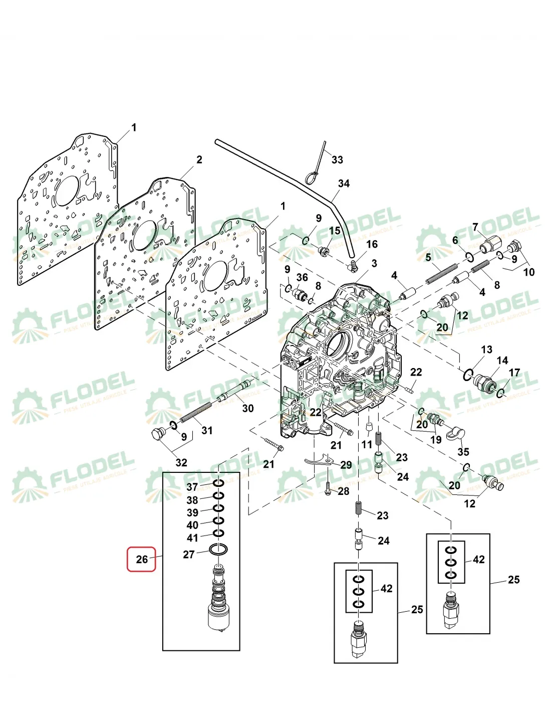 Electrovalva transmisie tractor John Deere RE177539