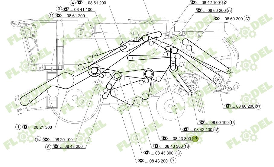 Curea 2HB combina CLAAS TUCANO 554186 GATES