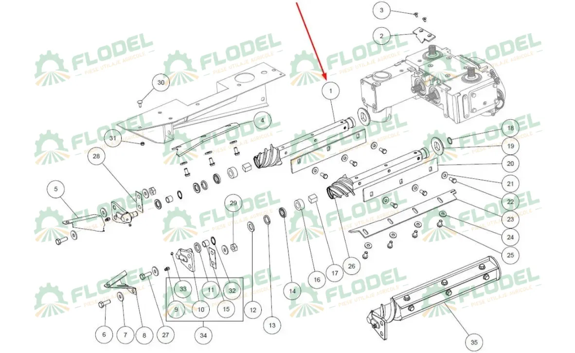 Valt complet cu melc dreapta header porumb CAPELLO M2-80031