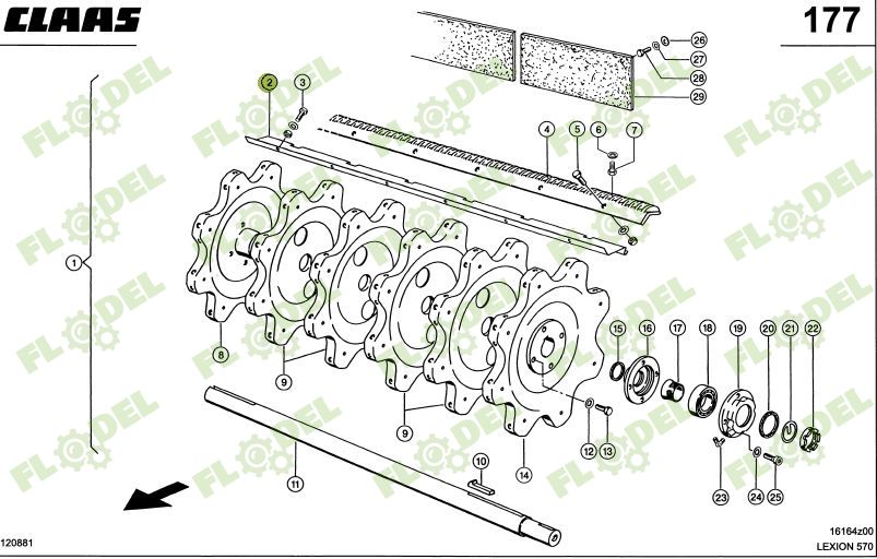Tabla postbatator CLAAS LEXION - 1394x122mm 755995