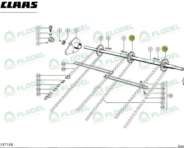Pinion transportor CLAAS - Z9 (Ø 45mm) 680582
