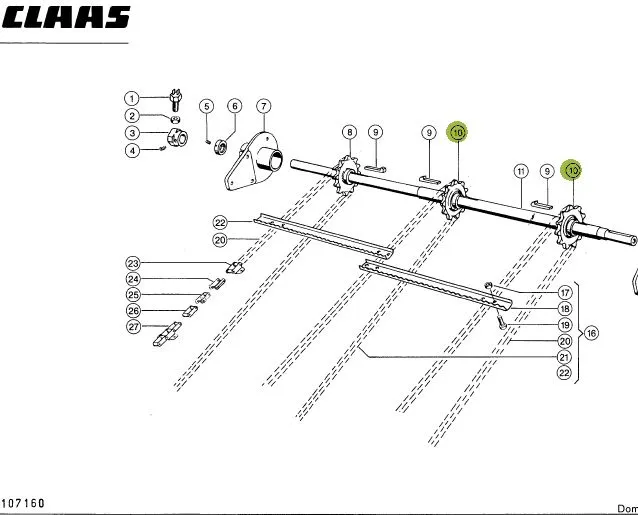 Pinion transportor CLAAS - Z9 (Ø 45mm) 680582