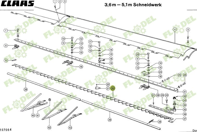 Cutit complet (coasa) pentru heder paioase CLAAS 4,5m