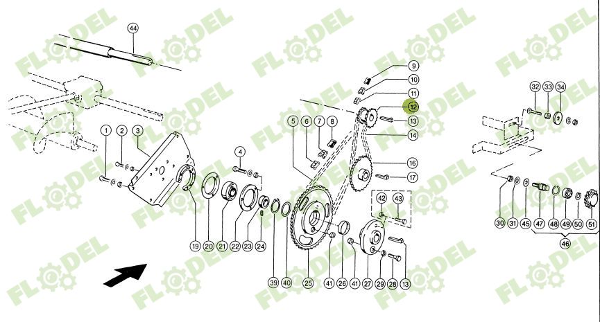 Pinion dublu descarcare buncar CLAAS 642485 30x45mm Z14