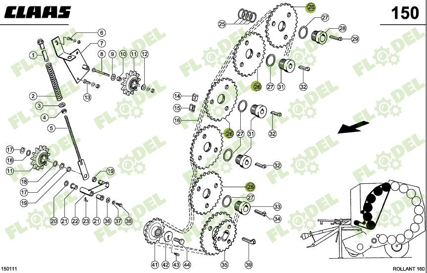 Pinion balotiera CLAAS ROLLANT Z28 821121