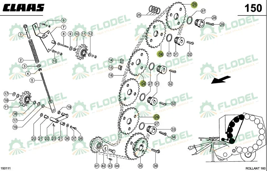 Pinion balotiera CLAAS ROLLANT Z28 821121