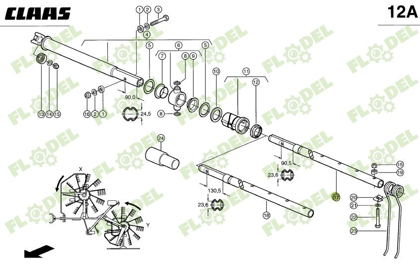 Suport dinti grebla CLAAS 0009574531 Original CLAAS 849 mm