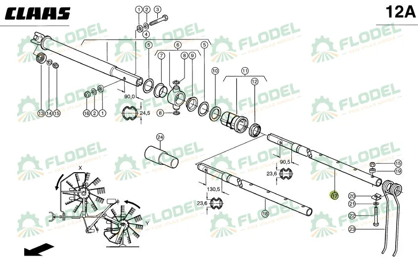 Suport dinti grebla CLAAS 0009574531 Original CLAAS 849 mm