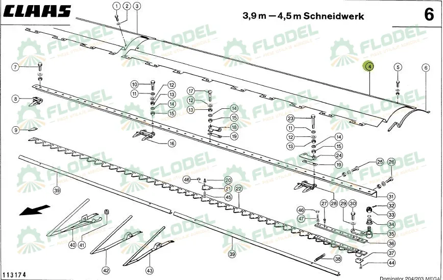 Podea heder CLAAS  2505x418x52mm 650125