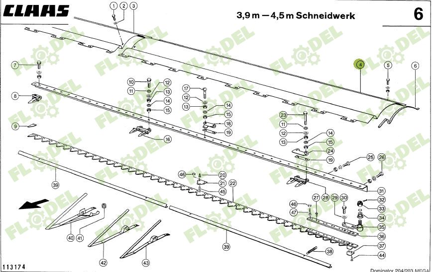 Podea heder CLAAS  2505x418x52mm 650125