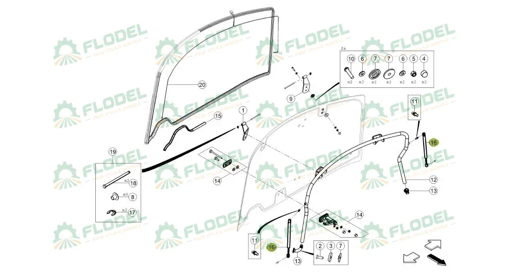 Amortizor geam spate tractor CLAAS  0021620340