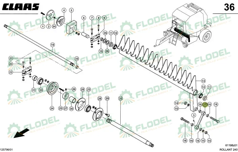 Brat pick up balotiera CLAAS 0008361980 Original CLAAS