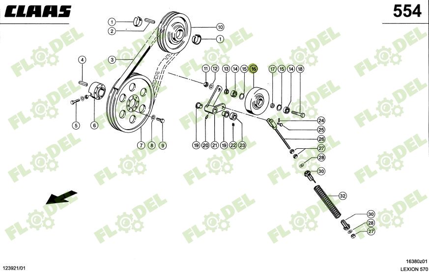 Fulie intinzator combina CLAAS 641289