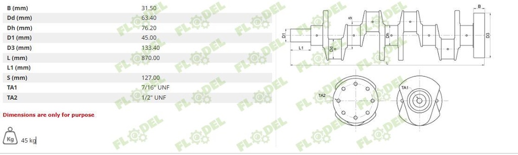 Arbore motor PERKINS 4222279M91