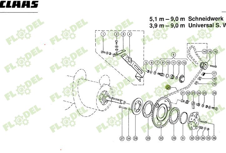 Lant role tambur heder paioase CLAAS 767204