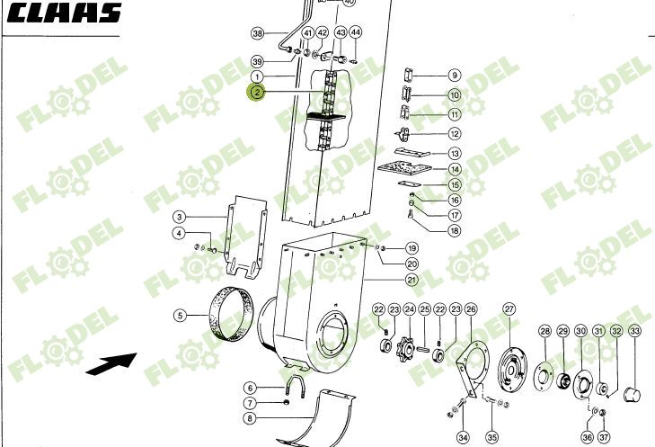 Lant elevator boabe CLAAS MEGA 662716