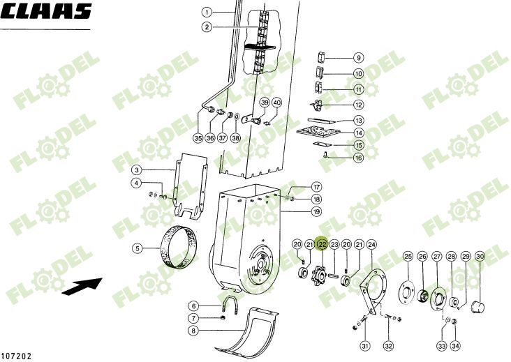 Pinion elevator boabe CLAAS  674406 35mm Z7