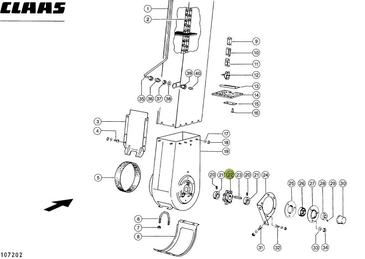 Pinion elevator boabe CLAAS  674406 35mm Z7