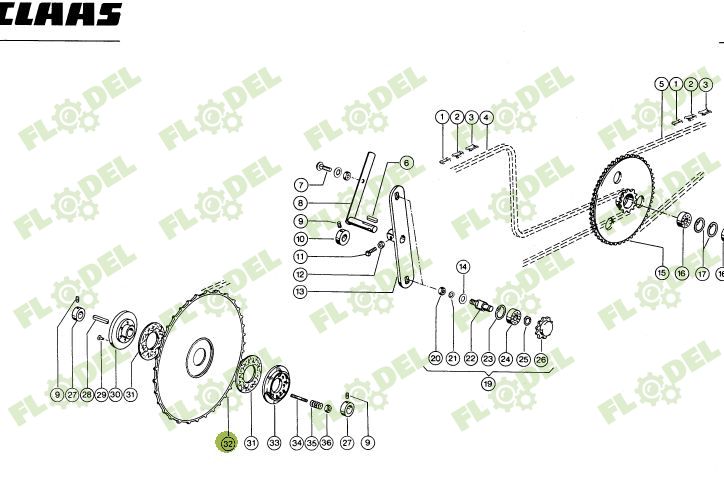 Pinion rabator Z50 495x80mm combina Claas Dominator 677073