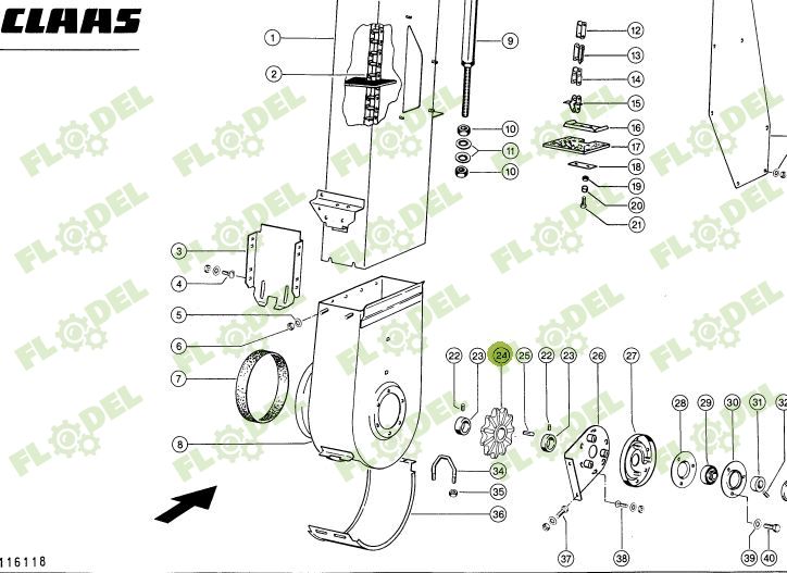 Pinion elevator combina CLAAS  Z11 35mm interior 735895