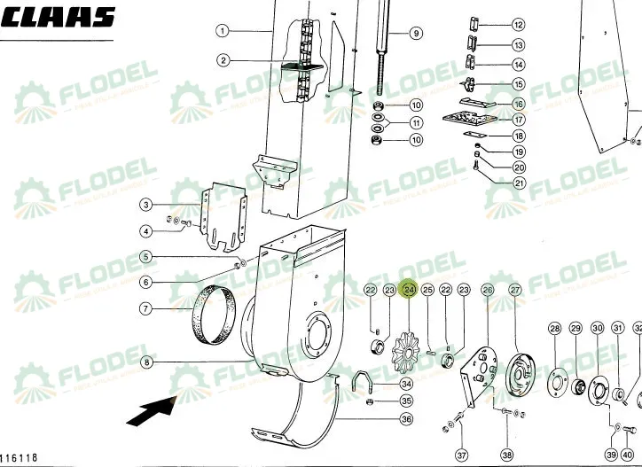 Pinion elevator combina CLAAS  Z11 35mm interior 735895