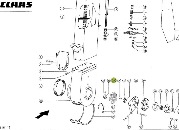 Pinion elevator combina CLAAS  Z11 35mm interior 735895