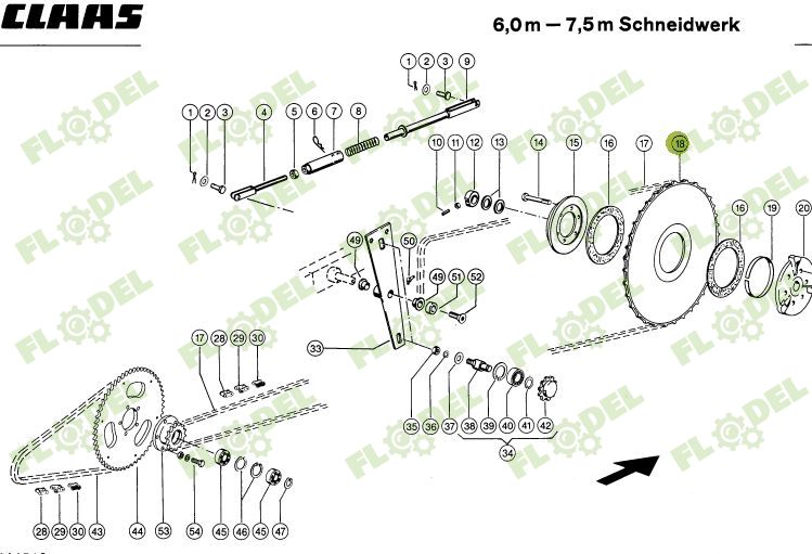 Pinion rabator combina CLAAS Z86 130x440mm 614974
