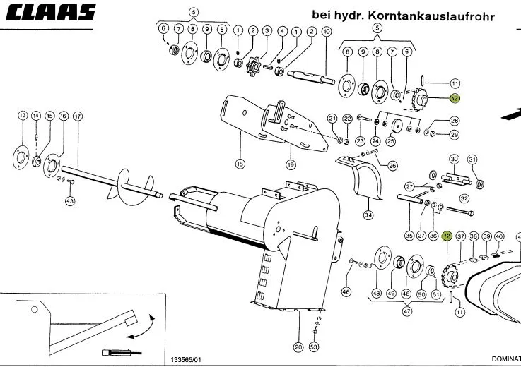 Pinion elevator umplere buncar CLAAS Z14 619272