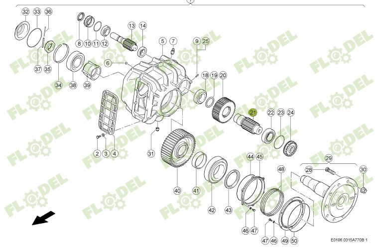 Pinion arbore intermediar reductor 257x95mm Z13/Z38 669437