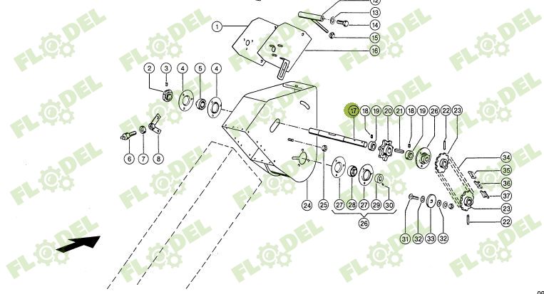 Ax elevator recirculare combina CLAAS 297x26mm 600641