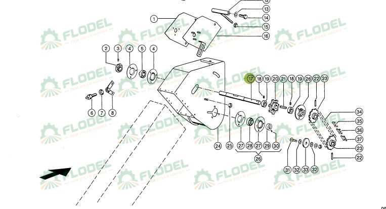 Ax elevator recirculare combina CLAAS 297x26mm 600641