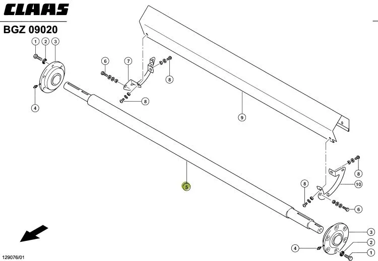 Ax combina agricola CLAAS LEXION 1975x60mm 667671