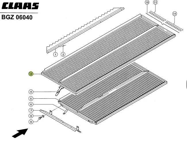 Sita superioara combina CLAAS LEXION 736182 1739x612mm