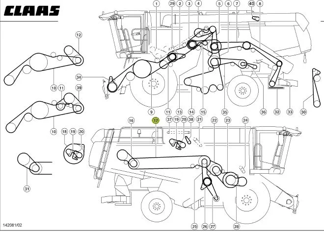 Curea 3HB combina CLAAS 749886 GATES