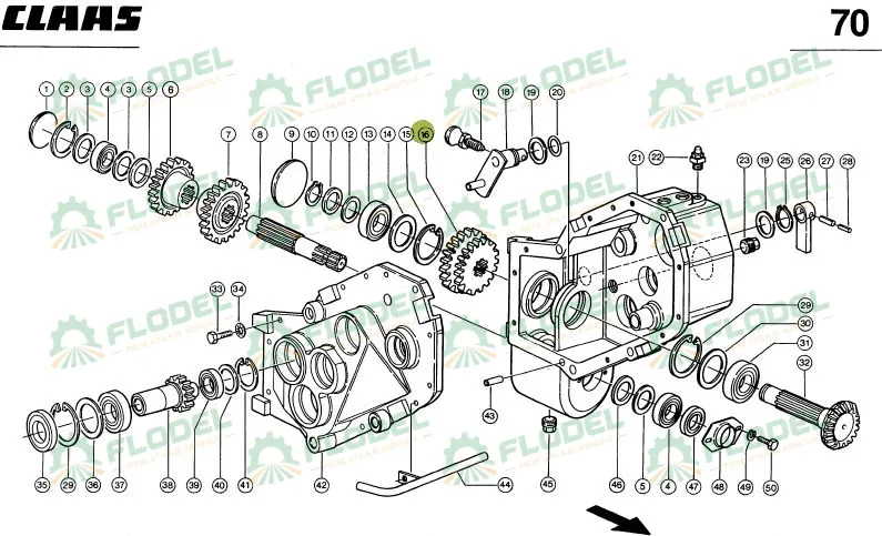 Pinion dublu combina siloz CLAAS JAGUAR 980336