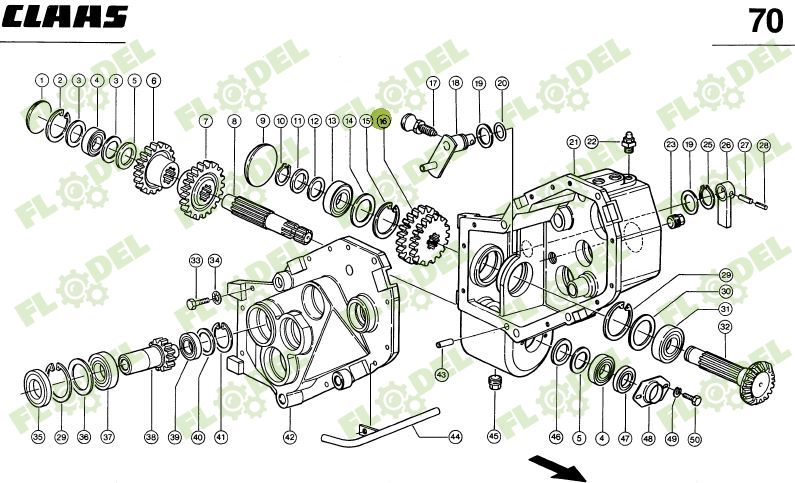Pinion dublu combina siloz CLAAS JAGUAR 980336