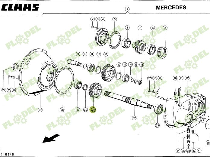 Pinion cutie transfer combina CLAAS LEXION 637503 Z-52