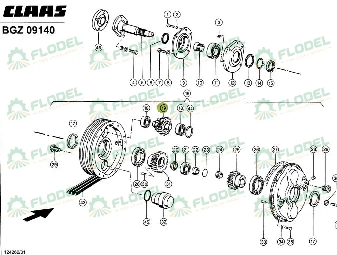 Pinion dublu reductor combina CLAAS 628691