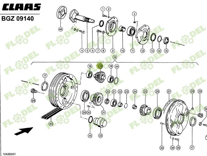 Pinion dublu reductor combina CLAAS 628691