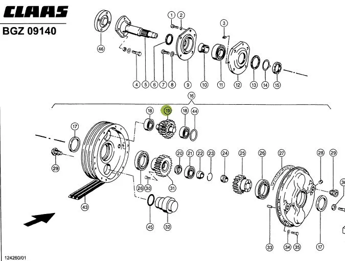 Pinion dublu reductor combina CLAAS 628691