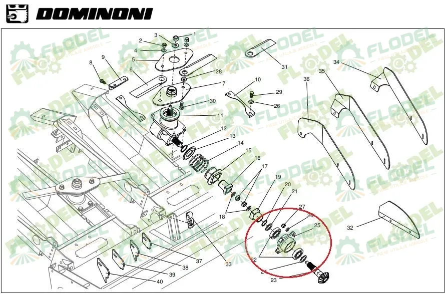 Suport pinion tocator header porumb DOMINONI 11363