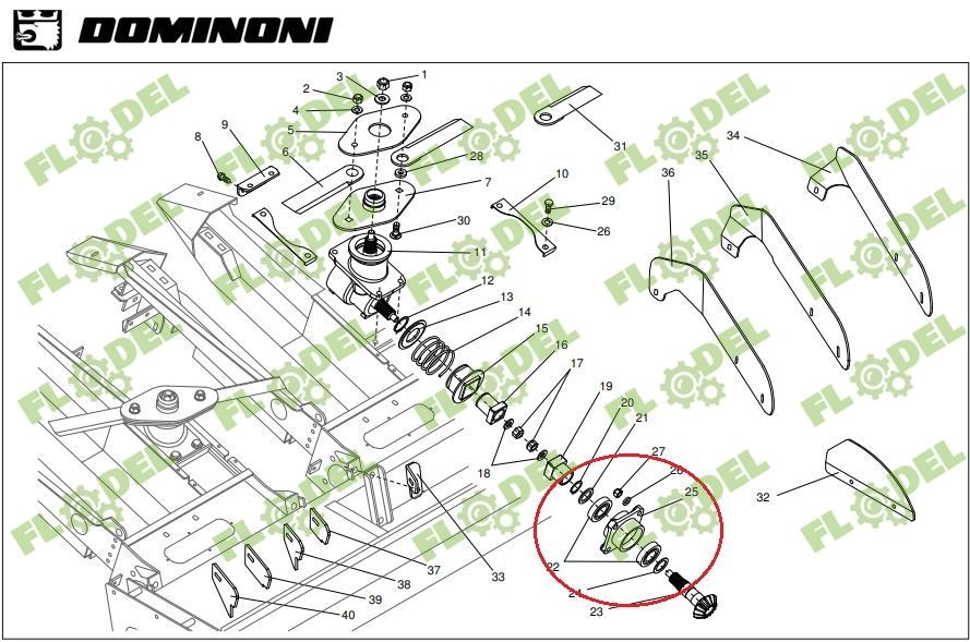 Suport pinion tocator header porumb DOMINONI 11363