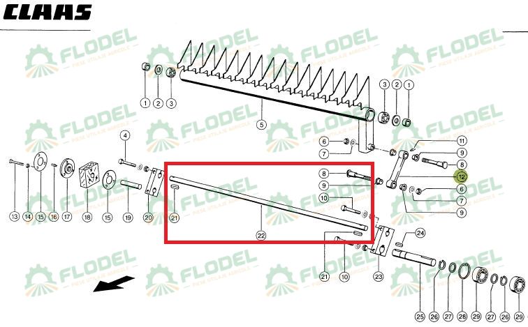 Ax balotiera CLAAS ROLLANT 821226 1190mm