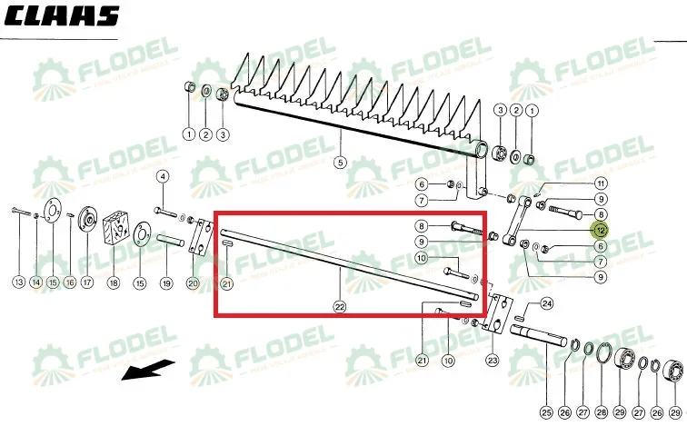 Ax balotiera CLAAS ROLLANT 821226 1190mm
