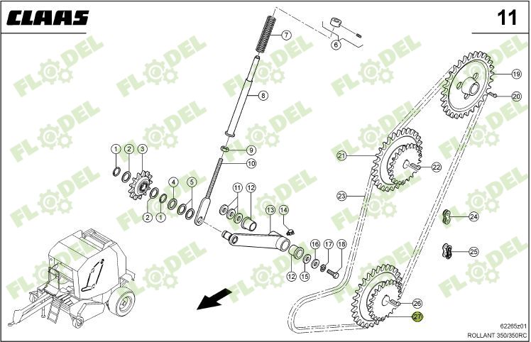Pinion dublu balotiera CLAAS 858324