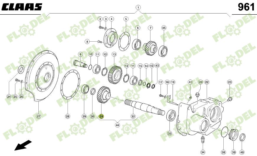 Set ax cu pinion cutie transfer CLAAS LEXION Z52 0007703040 Original CLAAS