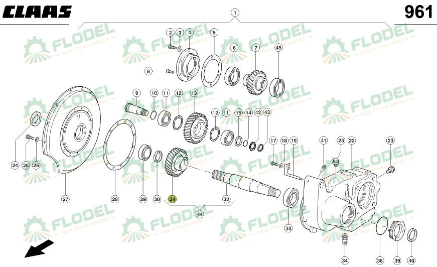 Set ax cu pinion cutie transfer CLAAS LEXION Z52 0007703040 Original CLAAS