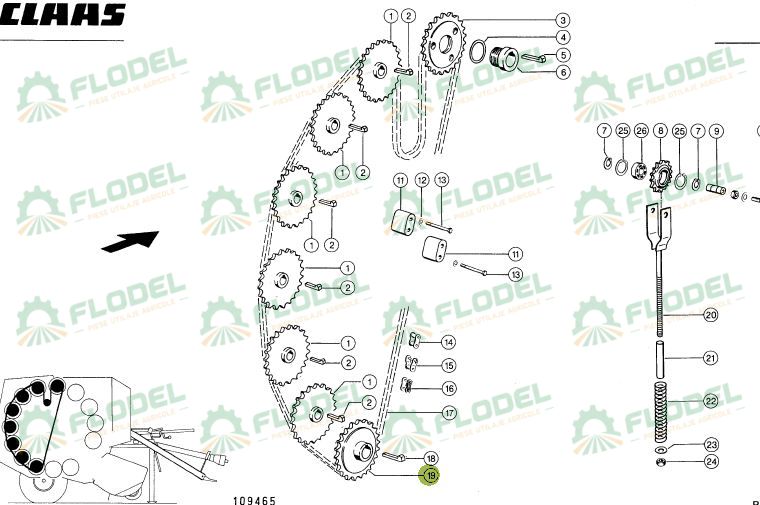 Pinion balotiera CLAAS 822168 Z35 