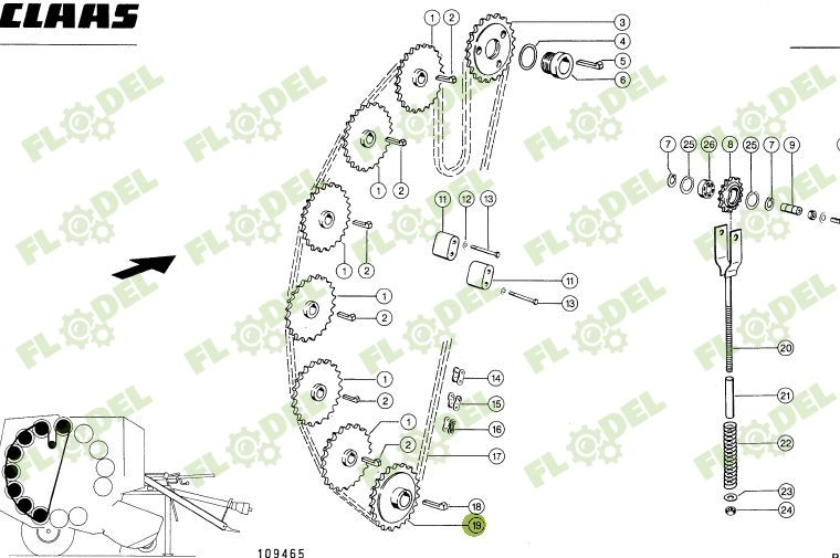 Pinion balotiera CLAAS 822168 Z35 