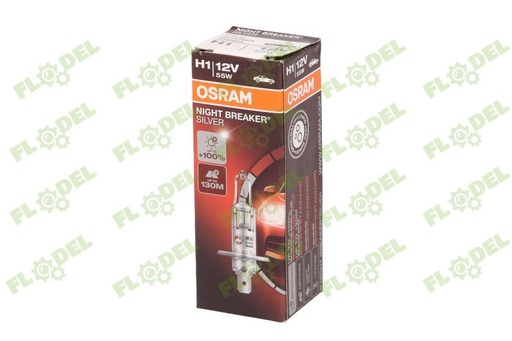 [FLO05215] Bec 12V H1 55 W Night Breaker Silver +100% Osram